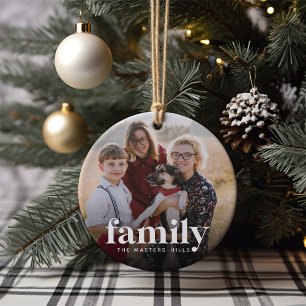 Family Photo & Name Ceramic Ornament