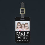 Family Photo | Name Custom Template Modern Black Luggage Tag<br><div class="desc">These pretty, custom luggage tags are designed in all modern black with white text and room for your horizontal family photo and last name. You can also change the word "luggage" if you like. There is also an easy template for adding your contact information to the back. These luggage tags...</div>