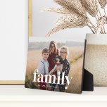 Family Photo & Name Horizontal Plaque<br><div class="desc">Keep a constant reminder of your most important priority nearby with this sweet family keepsake plaque. Add a favorite horizontal or landscape oriented photo,  with "family" overlaid in white lettering and your family name beneath.</div>