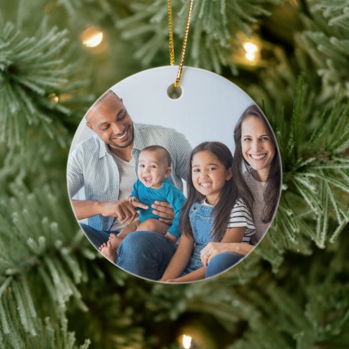 Family Photo Name Monogram Christmas Tree Cerami Ceramic Ornament
