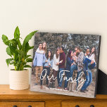 Family Photo Name Script Typography Custom Text Plaque<br><div class="desc">Modern Family Photo Script Typography Custom Photo Plaque, </div>