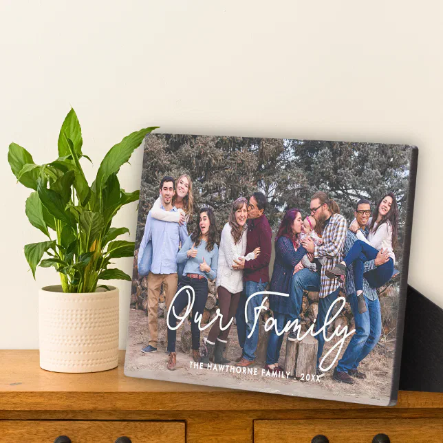 Family Photo Name Script Typography Custom Text Plaque

