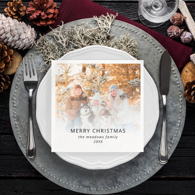 Family Photo Name Year Merry Christmas  Napkins (Napkin)