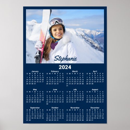 Family Photo Navy Blue and White 2024 Poster