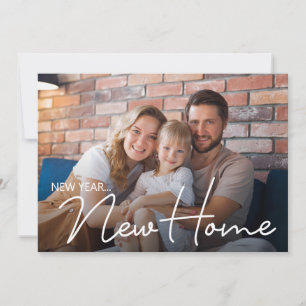 Family Photo New Address New Year New Home Moving Holiday Card