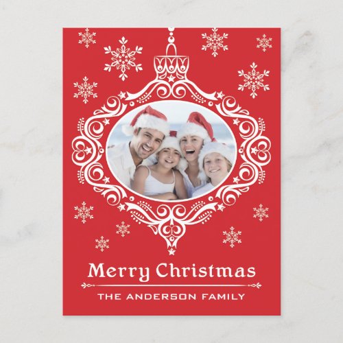 Family Photo Ornament Christmas Postcard