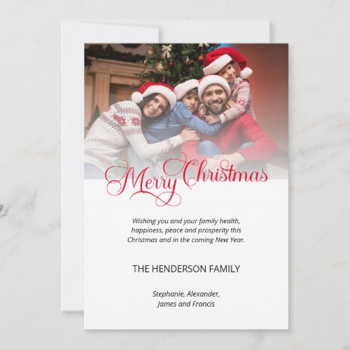 Family Photo Overlay Merry Christmas Holiday Card