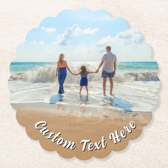 Family Photo Paper Coaster Personalized Text (Front)
