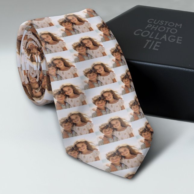 Family Photo Pattern All Over Print - Square Pic Neck Tie (Photo Collage Neck Tie - Add Your Favorite Photos)