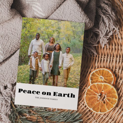 Family Photo Peace on Earth Merry Christmas Holiday Postcard