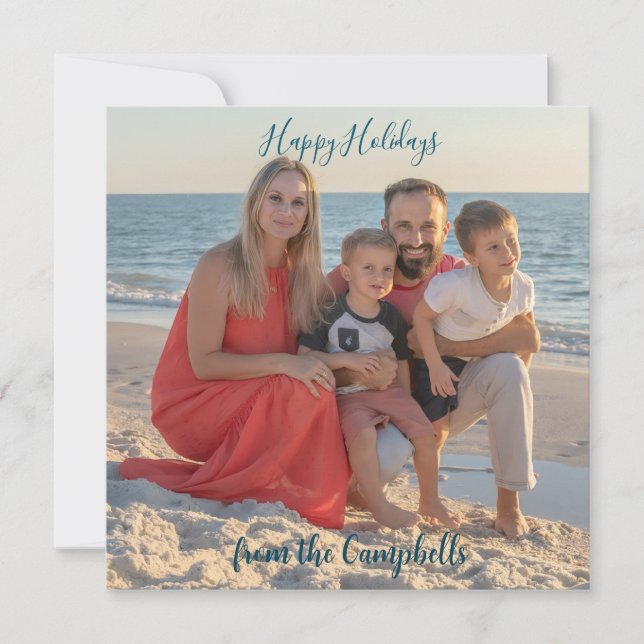 Family Photo Personalize HAPPY HOLIDAYS Note Card (Front)