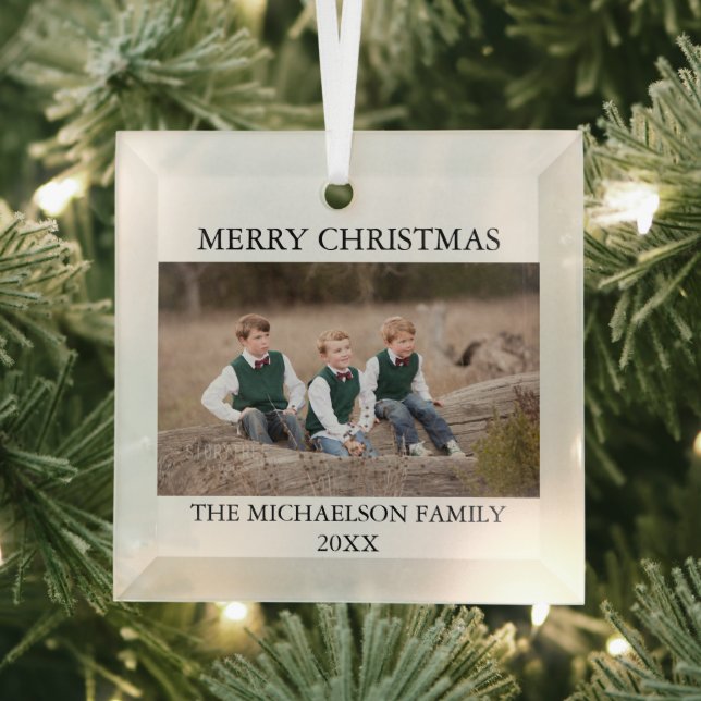 Family Photo Personalized Glass Ornament (Insitu)