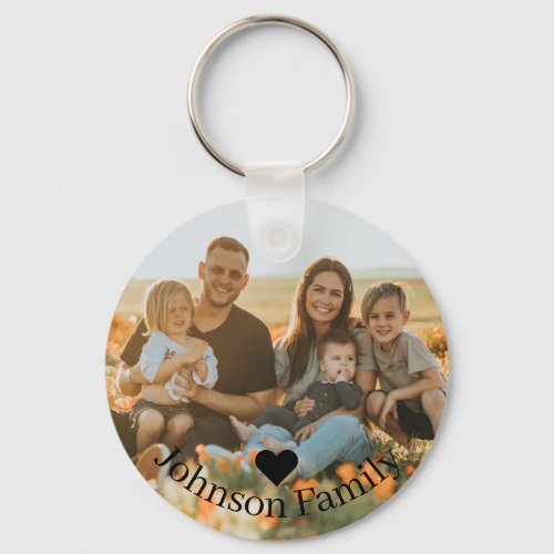 Family Photo Personalized Keychain Heart