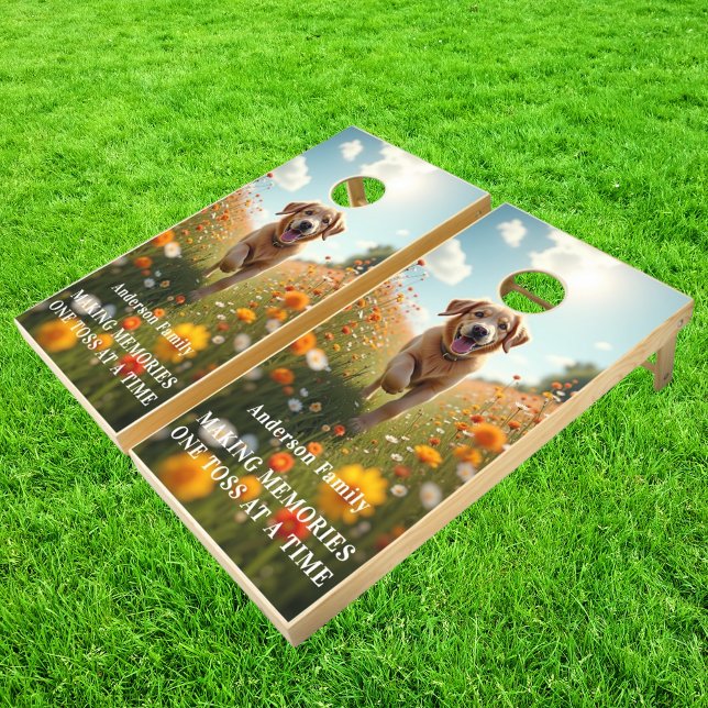 Family photo pet quote making memories cornhole set (Creator Uploaded)