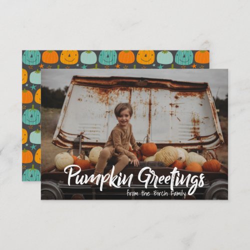 Family Photo Pumpkin Greetings Holiday Card
