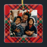 Family photo red Christmas plaid personalized Ceramic Ornament<br><div class="desc">A festive red plaid frames a single photo on this classic holiday ornament. The back features a matching plaid along with room for a family name, the event or other text plus the year. This photo Christmas ornament is a great way to commemorate a favorite family photo or event from...</div>