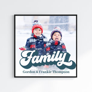 Family Photo Retro Typography Personalized Print