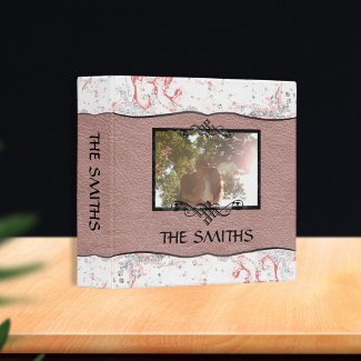 Family Photo Rose Diamond Marble Leather Scrapbook