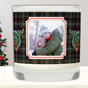 Family Photo Rustic Christmas Candle Grandparents