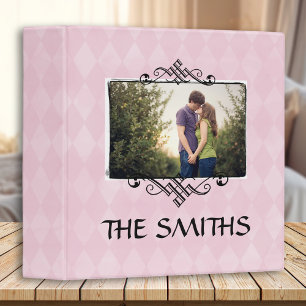Family Photo Scrapbook Album   Pink Argyle 3 Ring Binder