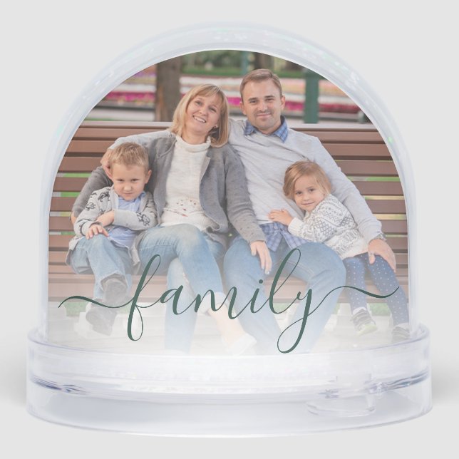 Family Photo Script 2025 Christmas Keepsake Custom Snow Globe (Back)