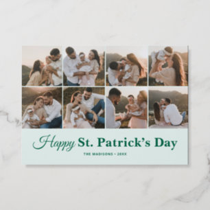 Family Photo Script Happy St. Patricks Letterpress Photo Cards