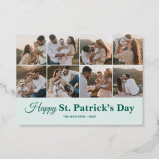 Family Photo Script Happy St. Patricks Letterpress Photo Cards