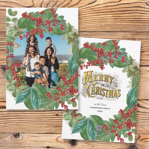 Family Photo Script Holiday Merry Christmas Card