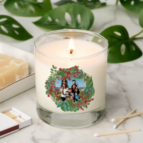 Family Photo Script Holiday Merry Christmas Card Scented Candle
