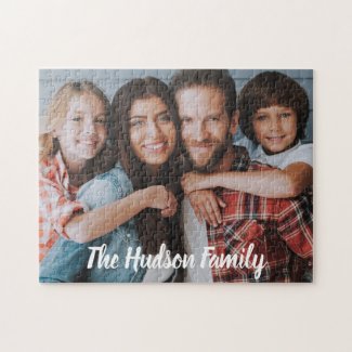 Family Photo Shoot Picture with Name in Script Jigsaw Puzzle