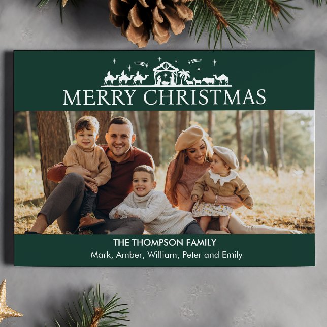 Family Photo Simple Nativity Religious Christmas Holiday Card (Creator Uploaded)