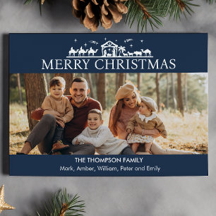 Family Photo Simple Nativity Religious Christmas Holiday Card