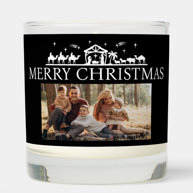 Family Photo Simple Nativity Religious Christmas Scented Candle (Front)