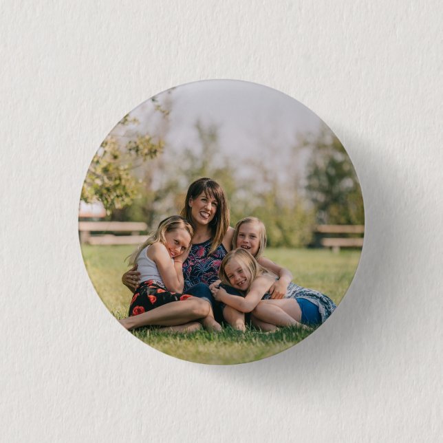 Family Photo Simple Personalized Button (Front)