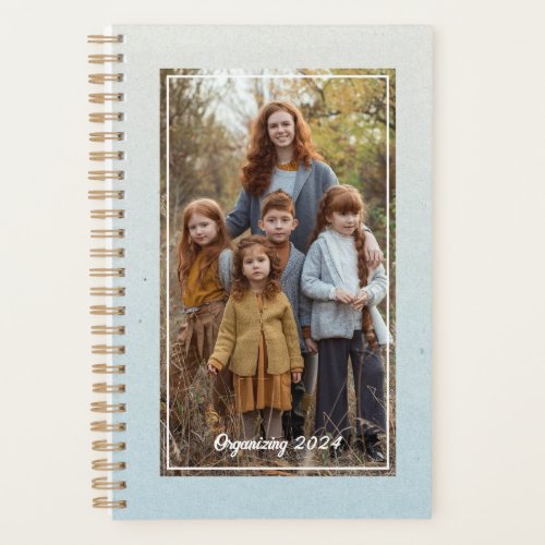 Family Photo Soft Blue Watercolor Personalized Planner