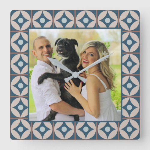 Family Photo  Square Wall Clock