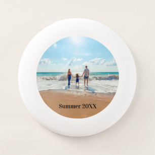 Family photo summer travel beach Wham-O frisbee
