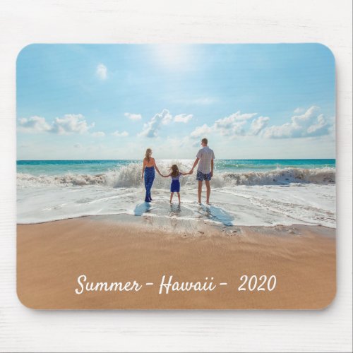 Family photo summer travel text mouse pad