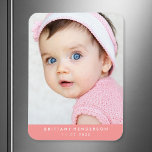 Family Photo Template Coral Magnet<br><div class="desc">Modern baby,  kid photo. You can also add your family photo.</div>