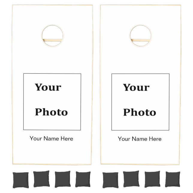 Family Photo Template Custom Name Simple Minimal Cornhole Set (Set)