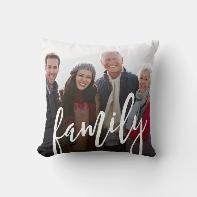Family Photo Template Throw Pillow (Front)
