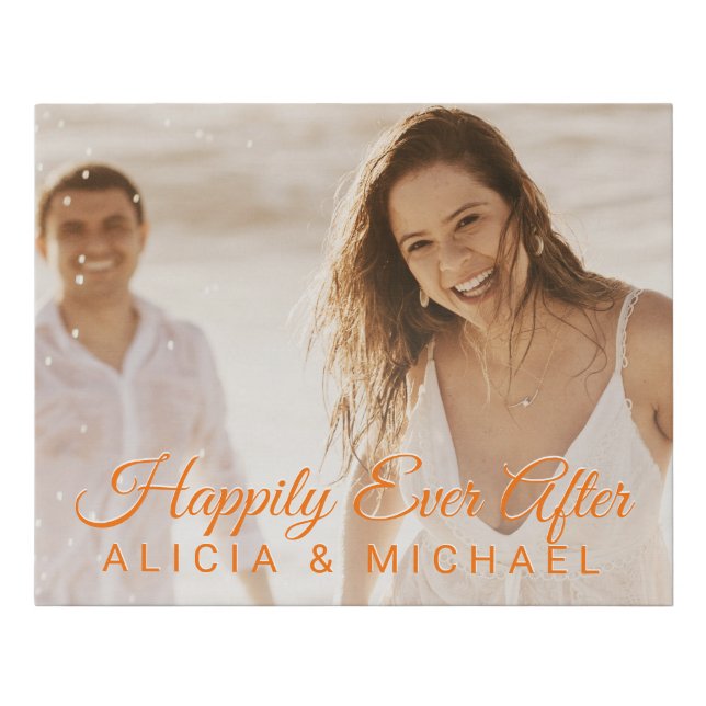 Family photo template wedding modern keepsake faux canvas print (Front)