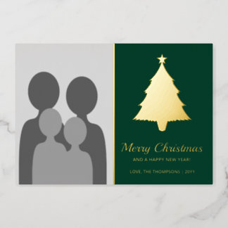 Family Photo Template With Christmas Tree On Green