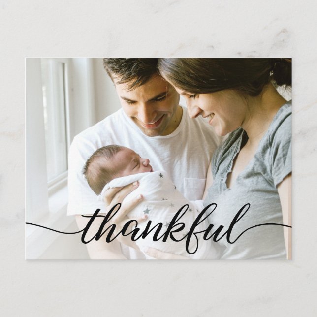 Family photo thank you Baby Birth Announcement Postcard (Front)