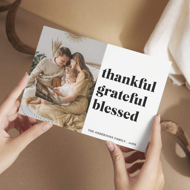 Family Photo | Thankful Grateful Blessed Postcard (Creator Uploaded)
