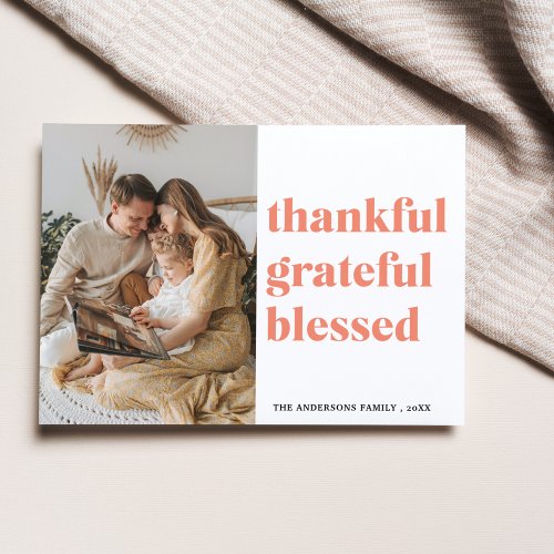 Family Photo  Thankful Grateful Blessed Postcard