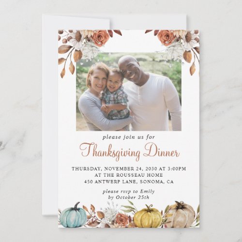 Family Photo Thanksgiving Dinner Invitation