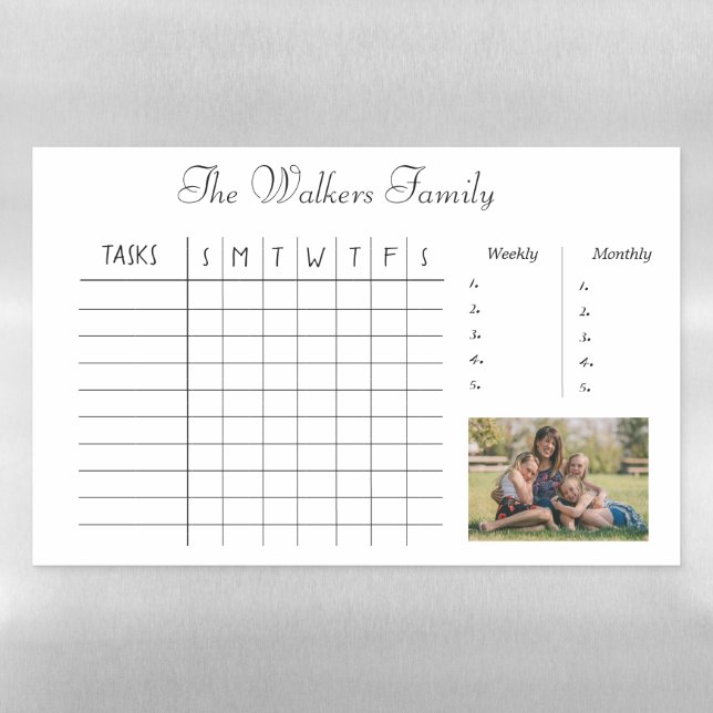 family photo to do task list weekly monthly magnetic dry erase sheet (Horizontal)