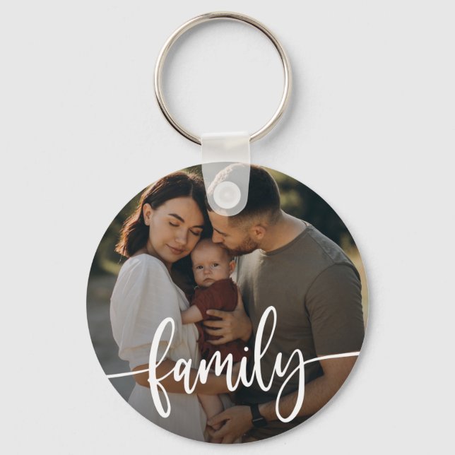 Family Photo Typography   Keychain (Front)