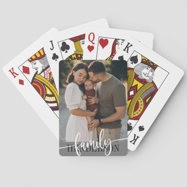 Family Photo Typography Poker Cards (Back)
